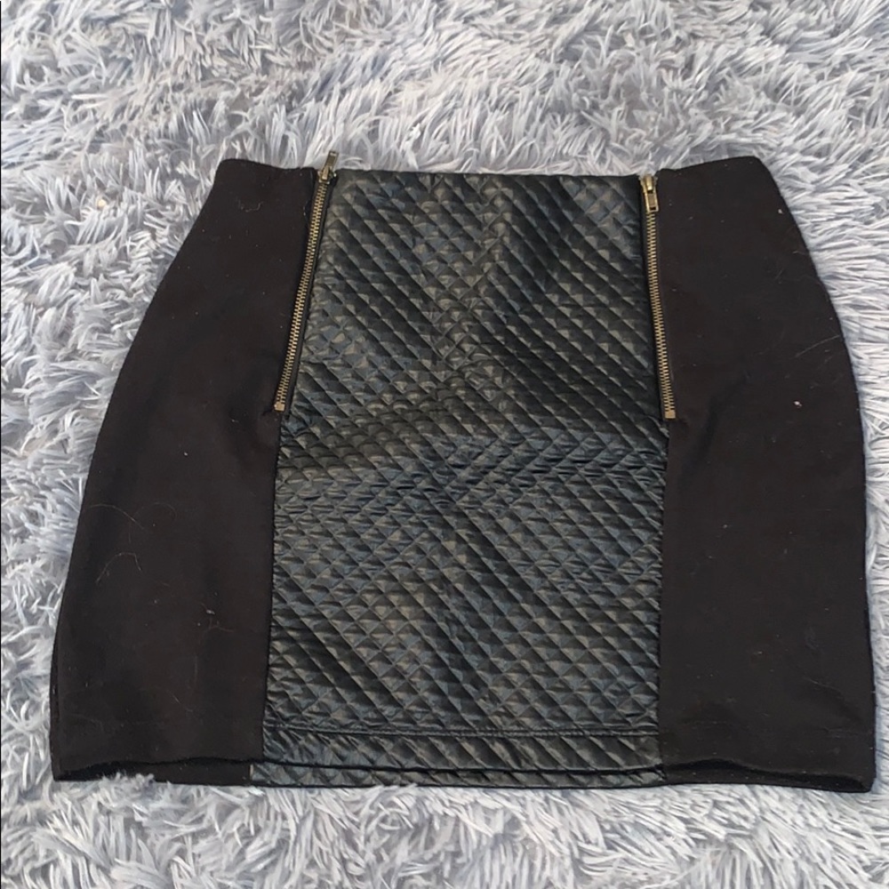 Zip up leather skirt